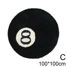 (Style 1 Black 100) Black Simulation Billiards 8 Ball Round Flocking Carpet Bedroom Living Room Plush Rug Bathroom Anti-slip Floor Mat Home Decor