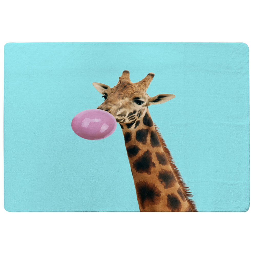 concept giraffe with bubble gum on color background rug-image-OPC-PHHYWT5-NEW