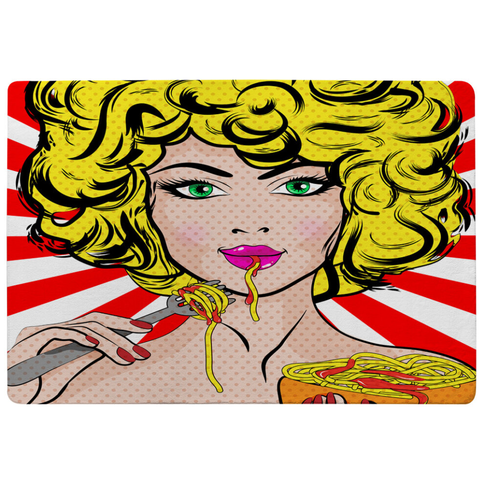 pop art young woman eating spaghetti rug-image-OPC-PHHYXCD-NEW