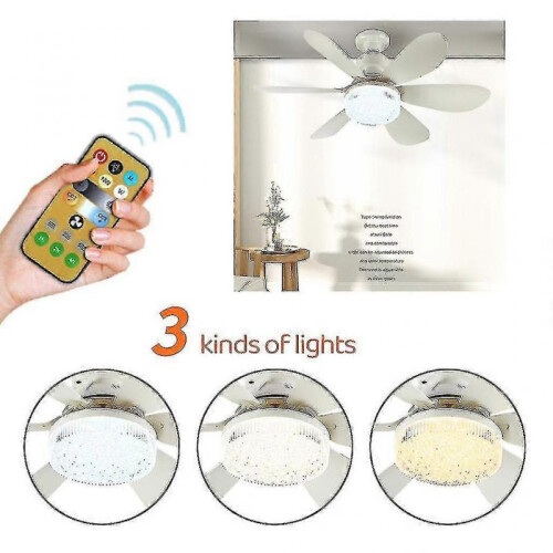 (Multicolor Crystal lampshade) E27 Modern Reversible Ceiling Fan Light 40w Bedroom Remote Control Fan Light 1