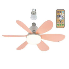 (Pink Ordinary lampshade) E27 Modern Reversible Ceiling Fan Light 40w Bedroom Remote Control Fan Light