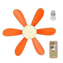 (Orange Crystal lampshade) E27 Modern Reversible Ceiling Fan Light 40w Bedroom Remote Control Fan Light
