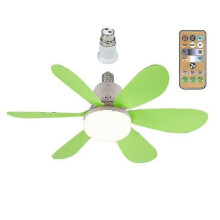 (Green Ordinary lampshade) E27 Modern Reversible Ceiling Fan Light 40w Bedroom Remote Control Fan Light