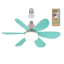 (Blue Ordinary lampshade) E27 Modern Reversible Ceiling Fan Light 40w Bedroom Remote Control Fan Light