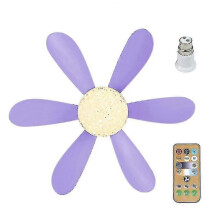 (Purple Crystal lampshade) E27 Modern Reversible Ceiling Fan Light 40w Bedroom Remote Control Fan Light