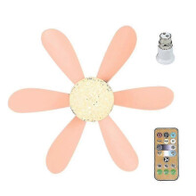 (Pink Crystal lampshade) E27 Modern Reversible Ceiling Fan Light 40w Bedroom Remote Control Fan Light