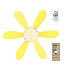 (Yellow Crystal lampshade) E27 Modern Reversible Ceiling Fan Light 40w Bedroom Remote Control Fan Light
