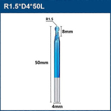 (2 pcs, R1.75xD4x8x50L) Milling Bit 2 Flute Ball Nose End Mill R05-60 Tungsten Carbide CNC Router Bit End Milling Cutter CNC Machine Milling Tool