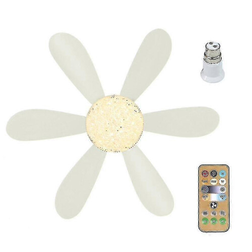 (White Crystal lampshade) E27 Modern Reversible Ceiling Fan Light 40w Bedroom Remote Control Fan Light