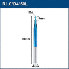 (1 pc, R1.0xD4x4x50L) Milling Bit 2 Flute Ball Nose End Mill R05-60 Tungsten Carbide CNC Router Bit End Milling Cutter CNC Machine Milling Tool