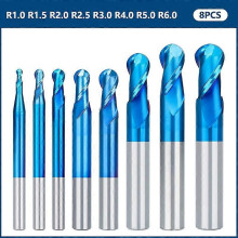 (1 pc, 8pcs Set) Milling Bit 2 Flute Ball Nose End Mill R05-60 Tungsten Carbide CNC Router Bit End Milling Cutter CNC Machine Milling Tool