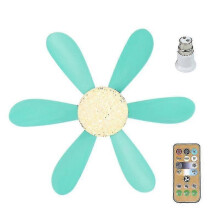 (Blue Crystal lampshade) E27 Modern Reversible Ceiling Fan Light 40w Bedroom Remote Control Fan Light
