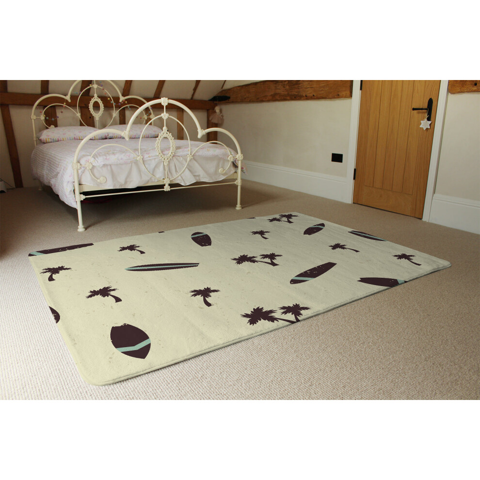 Benjamin Tate Design Surf Board Palm Silhouettes Rug