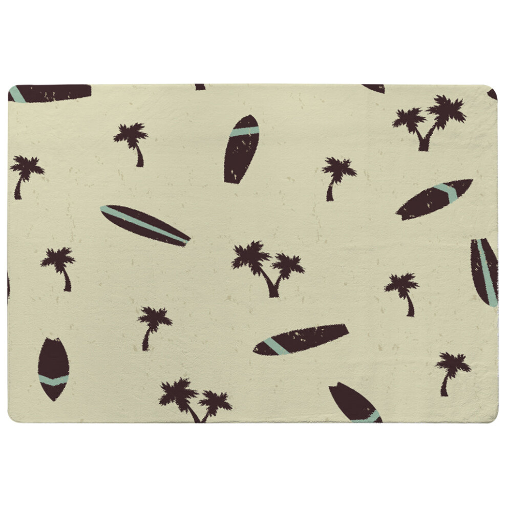 Benjamin Tate Design Surf Board Palm Silhouettes Rug