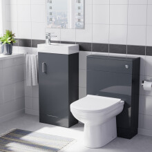 Nes Home Dark Grey 400mm Floorstanding Vanity Cabinet, BTW Toilet & WC Unit