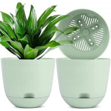 2024 3pcs 10 Inch Plant Pots with Deep Saucer Reservoir