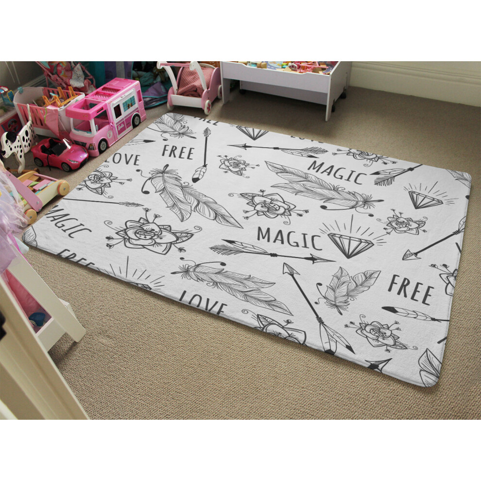 Benjamin Tate Design Tribal Feathers Arrows And Diamonds Rug