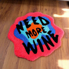 Need More Wine Tufted Rug 100% Handmade Tufted Rug Irregular Bedside Rug Soft Fluffy Colorful Bathroom Mat Bedroom Carpet