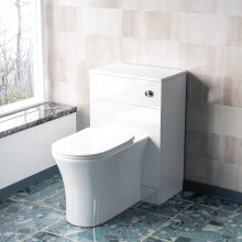 Nes Home White 500mm WC Unit Rimless and Back to Wall Soft Close Seat Toilet