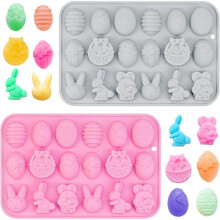 2024 2pcs Easter Silicone Molds Chocolate Mold, Easter Egg Rabbit Non-stick Baking Molds Candy Mold for K