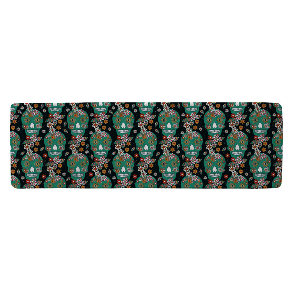 embroidery colorful simplified ethnic flowers and skull pattern runner rug-image-OPC-PHHZ9SY-NEW