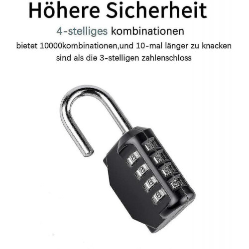 Combination 2 Pcs 4 Digit Padlock Gym Padlock(black) 2