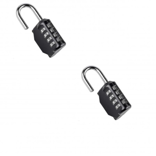 Combination 2 Pcs 4 Digit Padlock Gym Padlock(black)