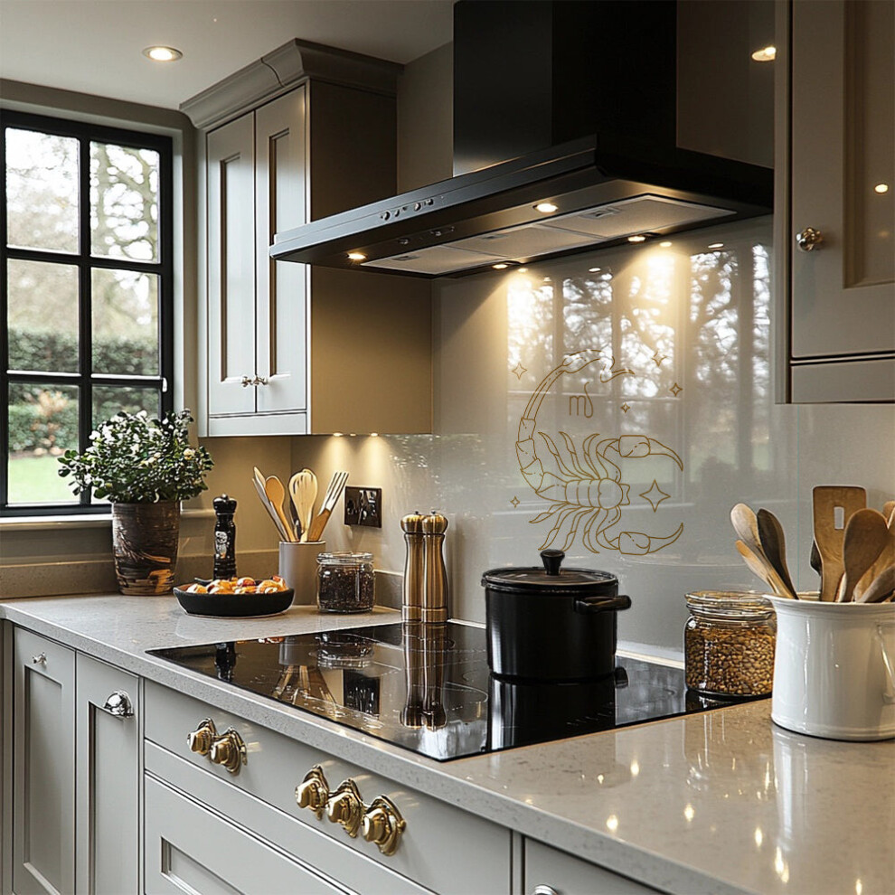 Benjamin Tate Design Gold/White Zodiac Scorpio Horoscope In Dining Splash Back
