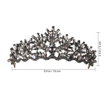 Antieke barokke kroon, legering, prom quenn kroon, bruids tiara, bruidshoofddeksel (zwart)