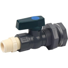 PVC-watertankconnector, 3/4 inch PVC-regentonkraan met schotconnector en slangadapter