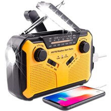 Radio solare di emergenza, radio portatile a manovella da 2500 mAh con avviso meteo solare AM FM, impermeabile