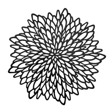 Xingfeng Set van 6 Zwarte Placemats Geperst Vinyl Holle Ronde Bloemen Eettafelmatten Centerpiece Decoratie