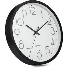 Quiet Silent Quartz Analog Wall Clock - 30cm - No Ticking - Black