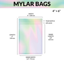Hetang Yuese Mylar-ritszakjes 4x6 inch 100 hittebestendige holografische regenboogzakjes voor snoep-