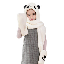 Vrouwen Meisjes Schattige Panda Dieren Winter Mutsen 3 in 1 Warme Pluche Trui Poot Wanten Wanten Sjaal