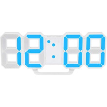 3D LED digitale wandklok slaapkamer bureau wekker digitale wandklok 21,5 x 8,8 cm (blauw)