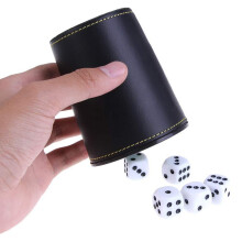 Würfelbecher aus Flanell aus Kunstleder mit 5 Würfeln, für Bar, KTV, Unterhaltung, Würfelbecher