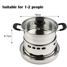 Pentola portatile in acciaio inox per cucinare, pentola calda per alcol liquido e solido, fornello da
