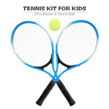 2-delige set tennisrackets voor tieners, koolstofvezel, trainingsmateriaal, stalen tennissnaar met gratis