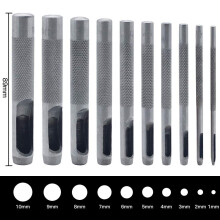 Hetang Yuese 10 pezzi di punzone cavo in acciaio rotondo da 1 mm a 10 mm per cuoio cavo Yla, cuoio cavo,