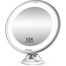 Hetang Yuese Bellissimo specchio per il trucco con ingrandimento 10x e luci LED, 1 giunto sferico, regolabile