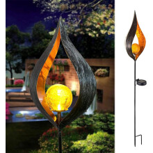 Hetang Yuese op zonne-energie werkende gazonlamp, unieke grondverlichting, zonne-LED-lamp, engel, vlam,