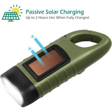 Hetang Yuese Packs Solar Hand Crank Oplaadbare LED Zaklamp Survival Torch Snel afneembare Karabijnhaak