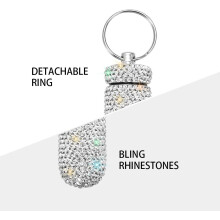 Hetang Yuese Portapillole Portatile, Portapillole Portachiavi con Portachiavi Bling, Portapillole, Flacone