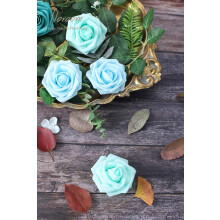 Hetang Yuese Kunstbloemen 25 stuks. Ivoorkleurige neppe schuimrozen met stelen voor DIY bruidsboeketten,