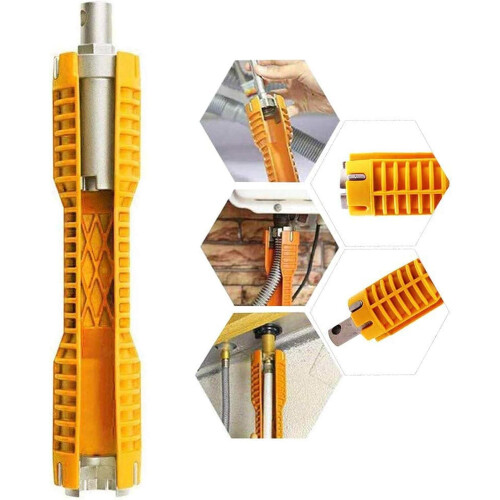 (2 Pack) Multi-function Socket Wrench Faucet Replacement Tool and Sink Repair Tool Socket Wrench (Yellow)