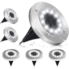 Hetang Yuese Luce solare da esterno, Luce solare da giardino, 12 LED, Luce da terra, Bianco freddo 6000K,