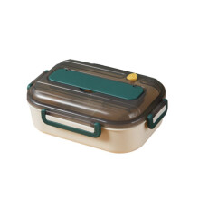 Hetang Yuese Lunchbox, 1300 ml plastic lunchbox met bestek en 2 compartimenten, luchtdichte doos voor