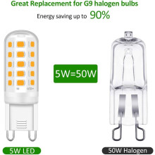 G9 LED-lampen 5W Equivalent 50W Halogeenlamp 15,5mm x 51mm Warm Wit 3000K 500LM AC/DC 220-240V Flikkervrij