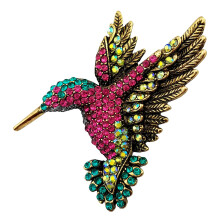Spilla in cristallo austriaco multicolore con colibrì in tonalità antica Xingfeng